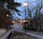 Looking down the main street of Dornoch. The Mews is at the end of this road.